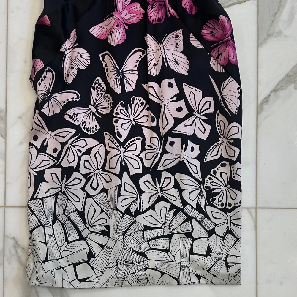 Versace Strapless Black and Pink Butterfly Dress - Picture 4 of 8